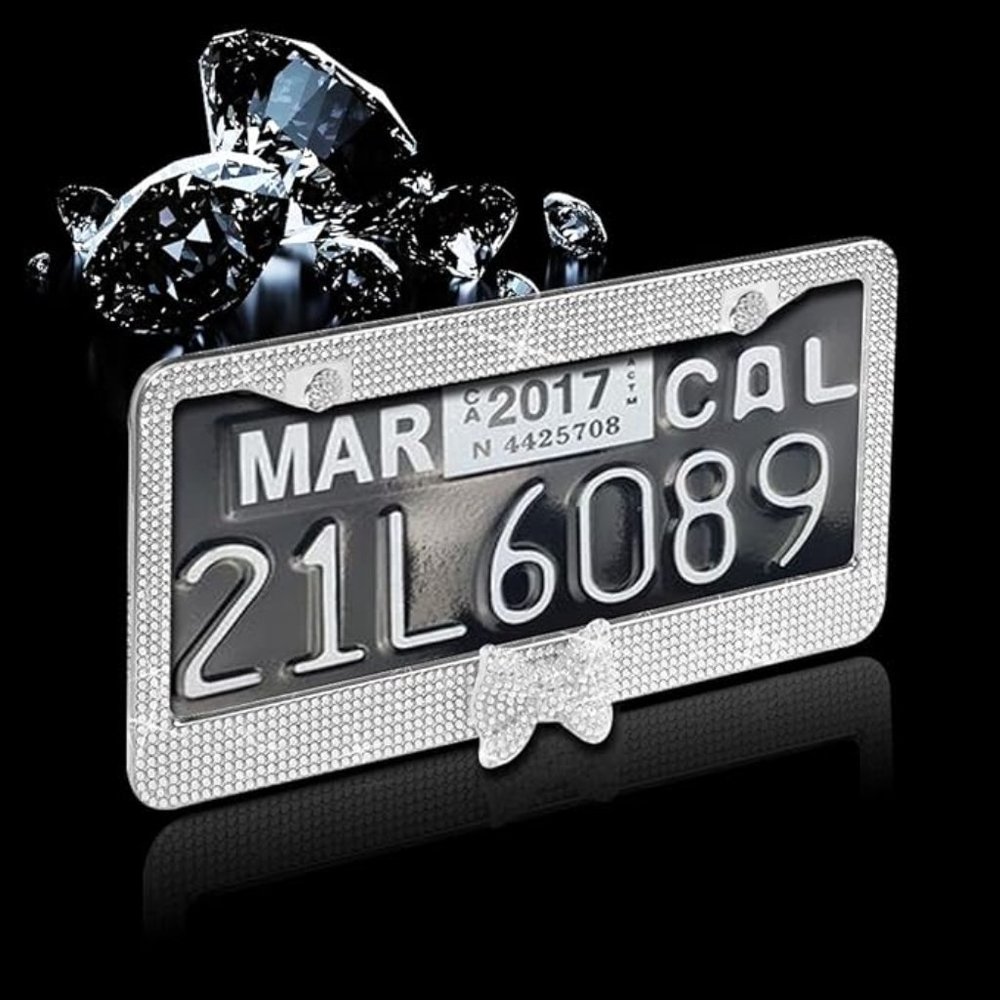 💕NEW Sparkling Bling Swarovski Crystal Silver Hello Kitty License Plate …